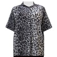 thumbnail image 1 of A Personal Touch Women's Plus Size Short Sleeve Button-Up Print Blouse with Pleats - Grey Snow Leopard - 5X, 1 of 3