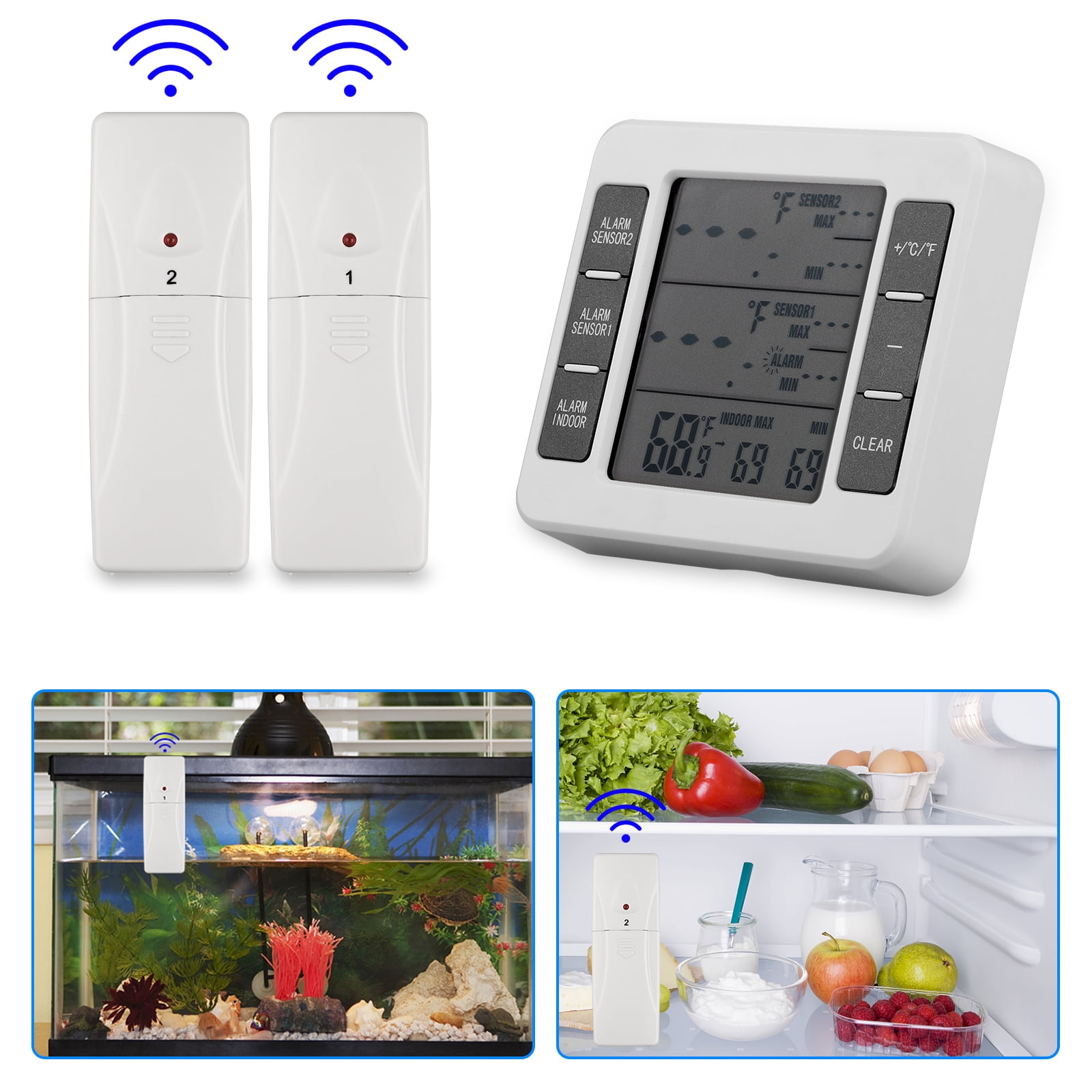 EEEkit Refrigerator Thermometer, Indoor Outdoor Thermometer, Sensor