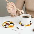 thumbnail image 6 of Balery 6 Pcs Cow Print Sunflowerleather Coasters Set, Drink Table Cup Coasters For Living Room Kitchen Coffee Decor, 6 of 9
