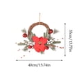 thumbnail image 3 of Bcylexb Christmas Rattan Wreaths for Front Door, 13.8" Artificial Poinsettia Wreaths with Red Ball Ornaments Hanging Door Wreath for Wall Window Porch Winter Decor, 3 of 7