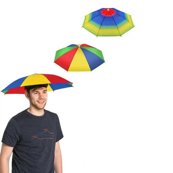 2 Pack Outdoor Foldable Sun Umbrella Hat for Golf, Fishing, Camping, Headwear Cap for Outdoors