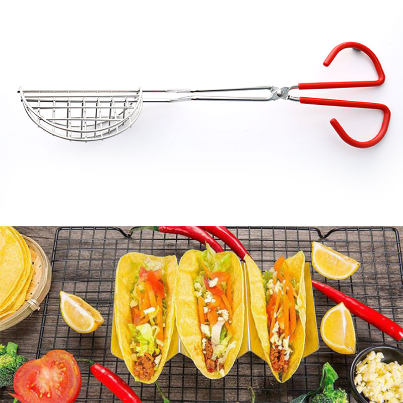 New Taco Shell Maker Press Tortilla Fryer Tongs Plated Steel Kitchen