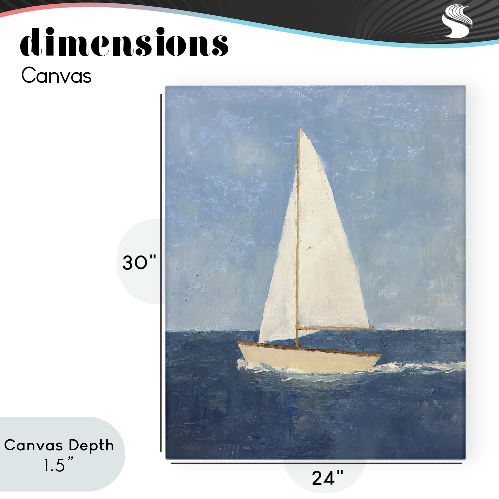 Stupell Industries Deep Blue Sail at Sea Canvas Wall Art, design by Creative Studio
