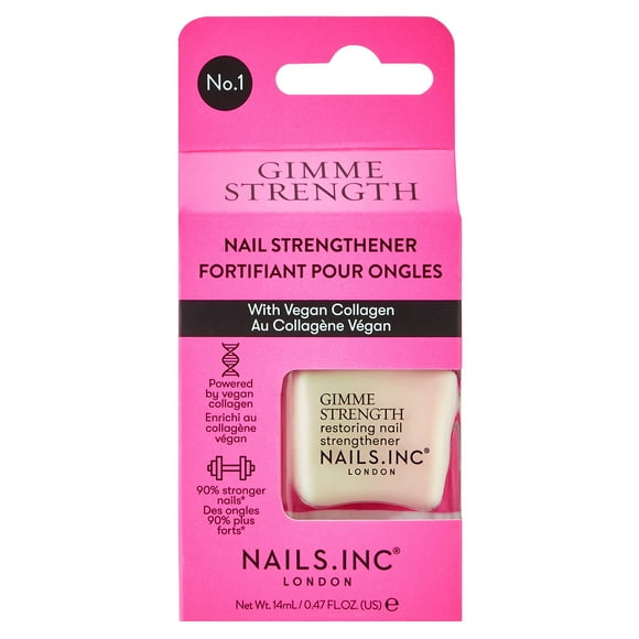 Nails.INC Gimme Strength Restoring Nail Strengthener with Vegan Collagen & Shimmering Nail Highlighter, Cruelty Free, Vegan
