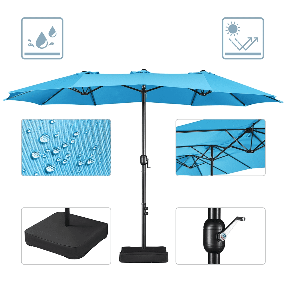 Renwick 13 FT Triple-Size Extra Large Patio Umbrella with Crank, Sky Blue