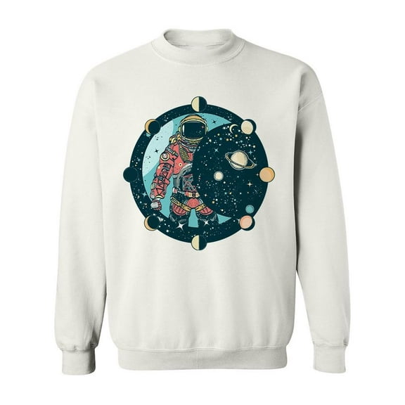 Astronaut Solar System Design Sweatshirt Men -Image by Shutterstock, Male Medium