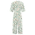 thumbnail image 4 of Wowcloth Women Summer Floral Print Casual Short Sleeved V-neck Back Zipper Side Pocket Jumpsuit Pants, 4 of 5
