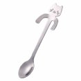 thumbnail image 1 of 1pc, Stainless Steel Coffee Spoon Lovely Cute Cat Shape Teaspoon Dessert Snack Scoop Ice Cream Mini Spoons Tableware Kitchen Tools, Aesthetic Room Decor, Festival Decoration, Party Decor, Party Packs,, 1 of 4