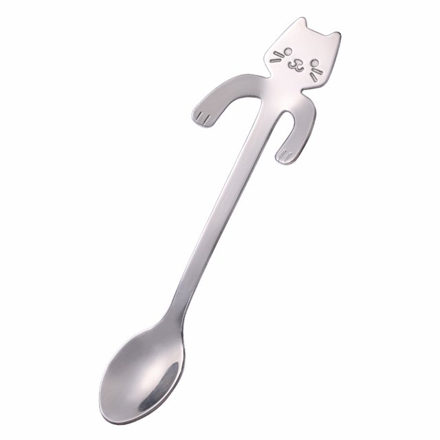 1pc, Stainless Steel Coffee Spoon Lovely Cute Cat Shape Teaspoon Dessert Snack Scoop Ice Cream Mini Spoons Tableware Kitchen Tools, Aesthetic Room Decor, Festival Decoration, Party Decor, Party Packs,