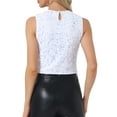 thumbnail image 3 of INSPIRE CHIC Sequin Tank Tops for Women Crop Scoop Neck Sleeveless Sparkly Glitter Club Party Nightout Vest Blouse XS White, 3 of 6