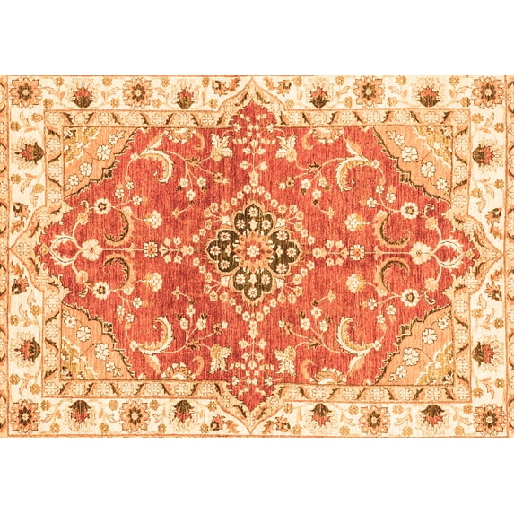 Ahgly Company Indoor Rectangle Abstract Orange Modern Area Rugs, 2' x 3'