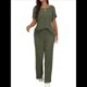 thumbnail image 2 of Conjunto de 2 Piezas para Mujer: Top Informal de Corta y Pantalón de Color Liso. Conjunto de 2 Piezas. Verde S, 2 of 8