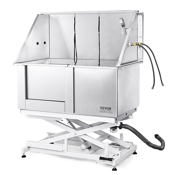 VEVOR 50" Pet Dog Bathing Station Electric Height Adjustment, Professional Stainless Steel Dog Grooming Tub w/ Soap Box, Faucet,Rich Accessory, Washing Sink
