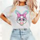 thumbnail image 3 of Camisetas de Manga Larga de las Mujeres Pascua Impresión Cuello Redondo Suelto Casual Suave Poliéster Primavera Verano Vacaciones Suéter Tops, 3 of 8