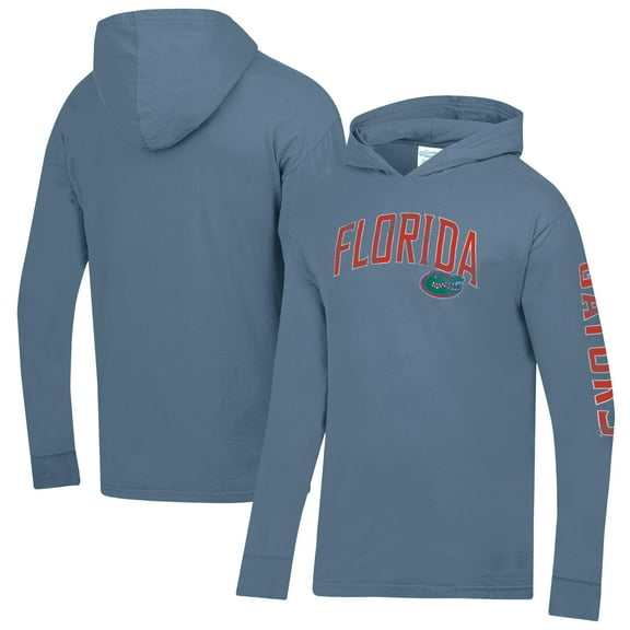 Men's ComfortWash Blue Florida Gators Long Sleeve Hooded T-Shirt