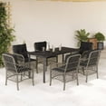 thumbnail image 1 of vidaXL 7 Piece Garden Dining Set with Cushions Grey Poly Rattan, 1 of 6