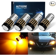 AUTOGINE 4pcs 900 Lumens Super Bright 9-30V 1157 2057 2357 7528 BAY15D LED Bulbs 3014 54-EX Chipsets with Projector for Turn Signal Lights, Amber Yellow