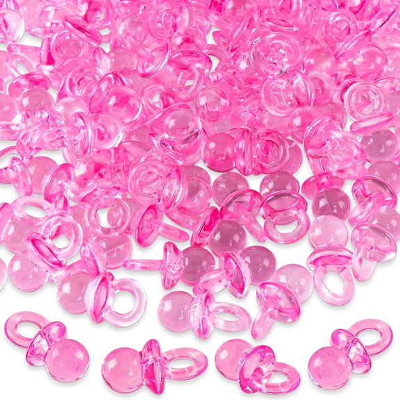 XIBUFE 50 Pcs Mini Acrylic Baby Pacifiers, Colorful Table Scatter & Party Favors, Cute Baby Shower Decorations & Games