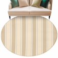 thumbnail image 2 of Brown Stripe Round Area Rug 7 FT, Non Slip Living Room Area Carpet, Modern Farmhouse Texture Geometric Washable Soft Circular Rug Non-Shedding Floor Carpet for Bedside Office Play Room Classroom, 2 of 9