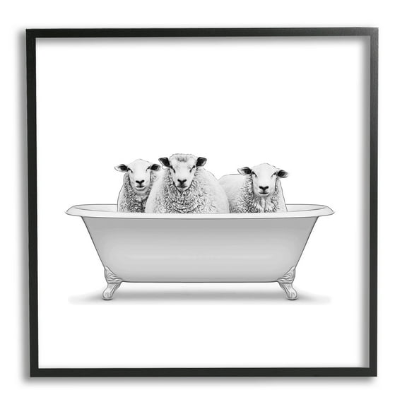 Stupell Industries Three Farm Sheep Antique Bathtub Graphic Art Black Framed Art Print Wall Art, Design by Annalisa Latella
