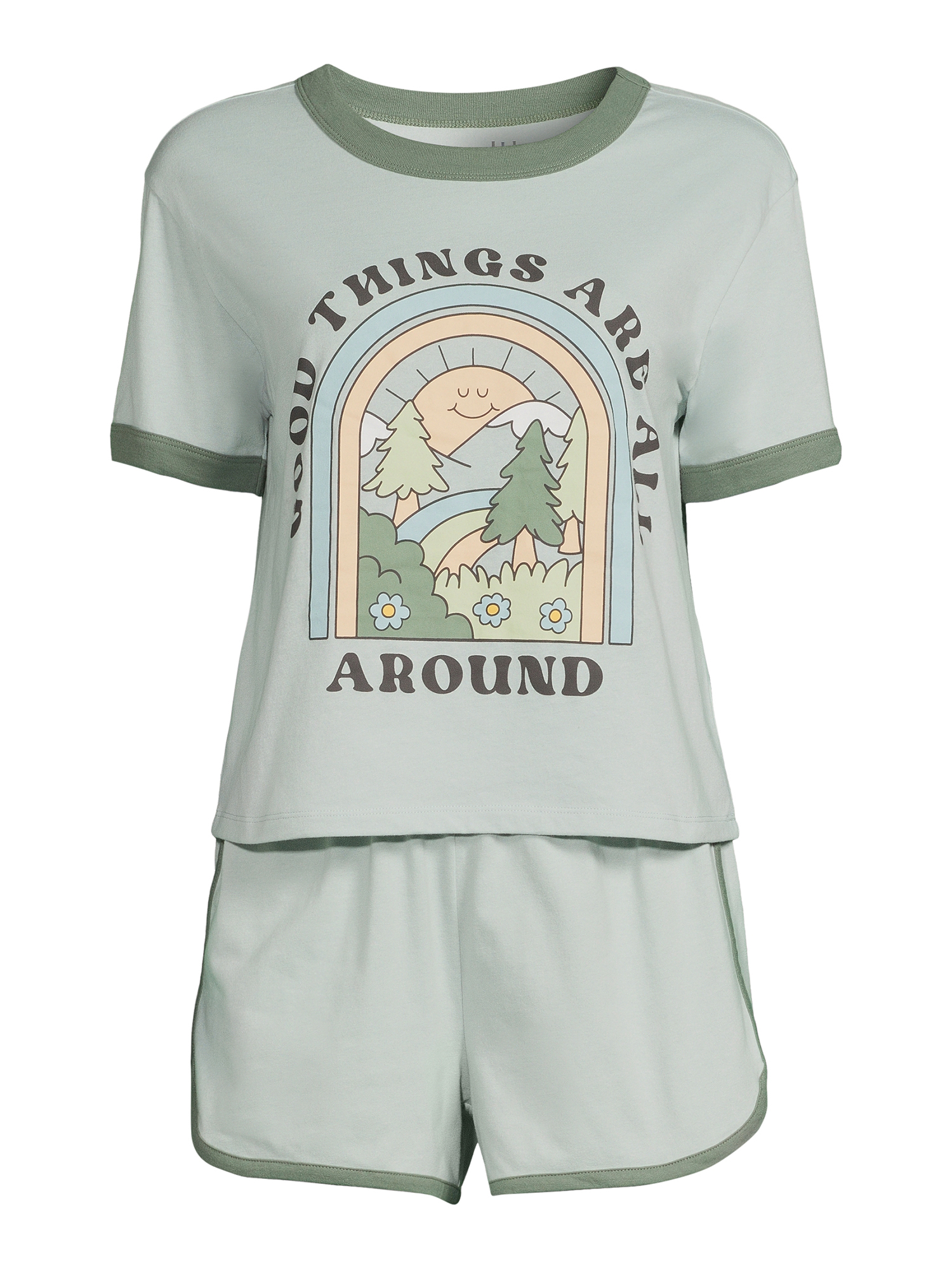 Good Things Women's Ringer Tee and Short Sleep Set, 2-Piece - image 4 of 5