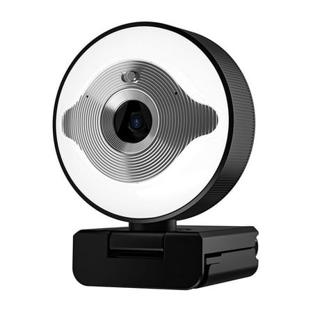 Holiday Savings 2022! Feltree 1080P Webcam With Microphone 3-Level Brightness Adjust-able Ring Light Fast AutoFocus USB Plug And Play For Live Streaming| Recording| Gaming Black