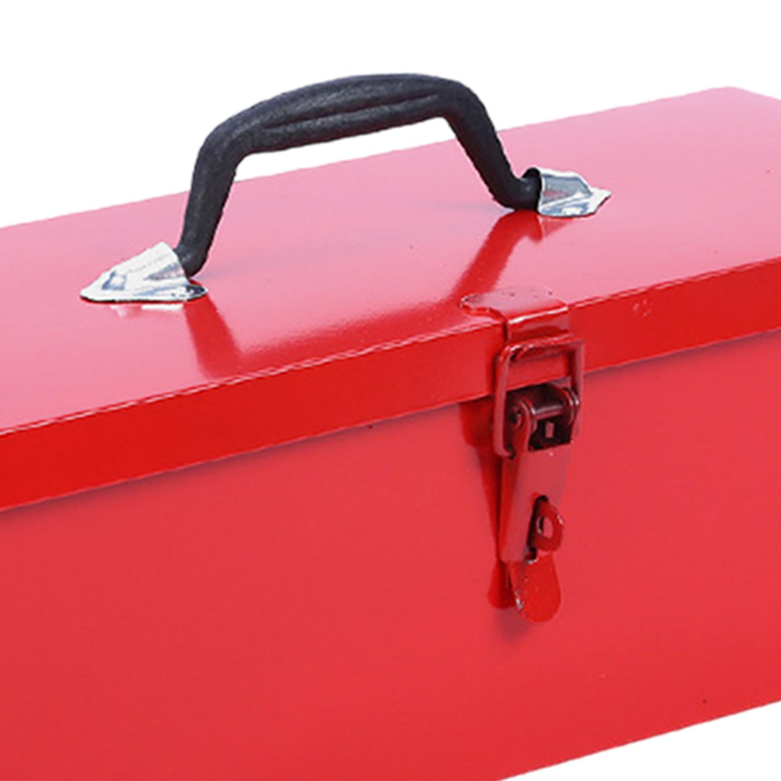 simhoa Hand Tool Case Iron Tool Box Latch Closure Ergonomic Handle Easy Access Tool Chest Multifunction Empty Tool Box for Workshops