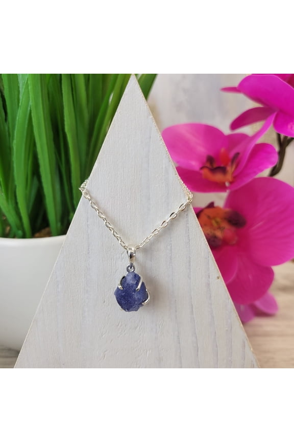 Tanzanite Rough Sterling Silver Pendant (prong set)