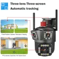 thumbnail image 3 of HD 8MP PTZ WiFi 4K  Camera 6K 12MP Three Screens 8X Zoom Security Protection Motion Human Detection Outdoor IP CCTV Survalance (6K 12MP No Card,UK Plug), 3 of 7