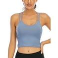 thumbnail image 2 of SHCKE Women Medium Support Cross Back Sport Bras Wirefree Yoga Workout Fitness Camisole Crop Top with Removable Cups, 2 of 6