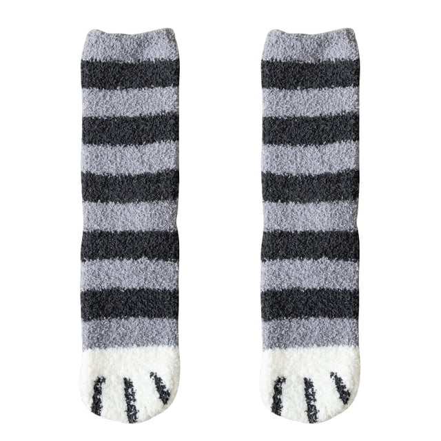 Chaussettes d'Hiver pour Femmes Moelleuses et Chaudes, Mignonnes avec Imprimé Pattes de Chat