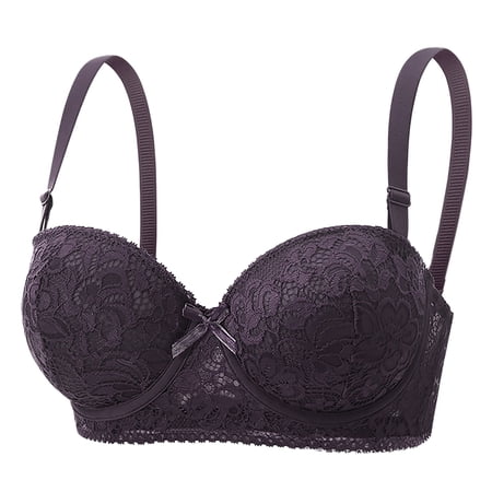 YLOMAY Everyday Bras Womens Underwear Beautiful Back Gathered Bras Solid Color Breathable Brassiere Ladies Loose Casual Wear Purple XL