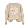 thumbnail image 5 of Halloween Skeleton Printed Sweatshirt For Women Fall Fleece Lined Crewneck Long Sleeve Pullover Tops S-XXL, 5 of 6