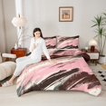 thumbnail image 4 of Manfei Modern Abstract Art Bedding Comforter Set, Pink Stripes Geometric Twin Comforter Sets, Oil Printing Reversible Bedding Set, Lightweight Room Decor, 2-Piece, 4 of 8