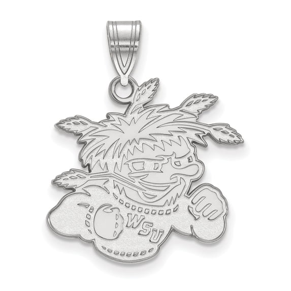 Solid 10k White Gold Wichita State University Large Pendant (19mm x 26mm)