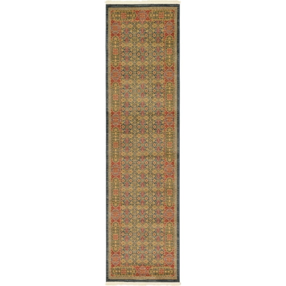 Rugs.com Amina Collection Rug – 10 Ft Runner Navy Blue Medium-Pile Rug Perfect For Hallways, Entryways