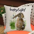 thumbnail image 2 of Funda de almohada de lino con diseño de conejito de Pascua feliz para sofá, funda de almohada para coche, 45x45cm Afortunado Sencillez, 2 of 5