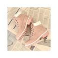 thumbnail image 4 of Daeful Ladies Winter Boots Casual Ankle Booties Plush Lined Combat Boot Slip Resistant Lug Sole Short Bootie Women Comfortable Shoes Pink With Lined 7.5, 4 of 9