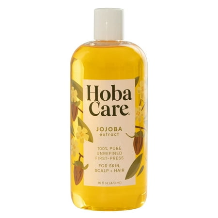 HobaCare Jojoba Oil 16oz, 100% Pure | Natural Cold Pressed Unrefined Multi-Purpose Oil for Hair, Face and Body