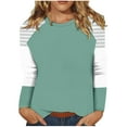 thumbnail image 3 of Lmnyox Women's Long Sleeve T Shirt Color Block Crew Neck Basic Tee Dropped Shoulder Casual Loose Shirts Tops, 3 of 7
