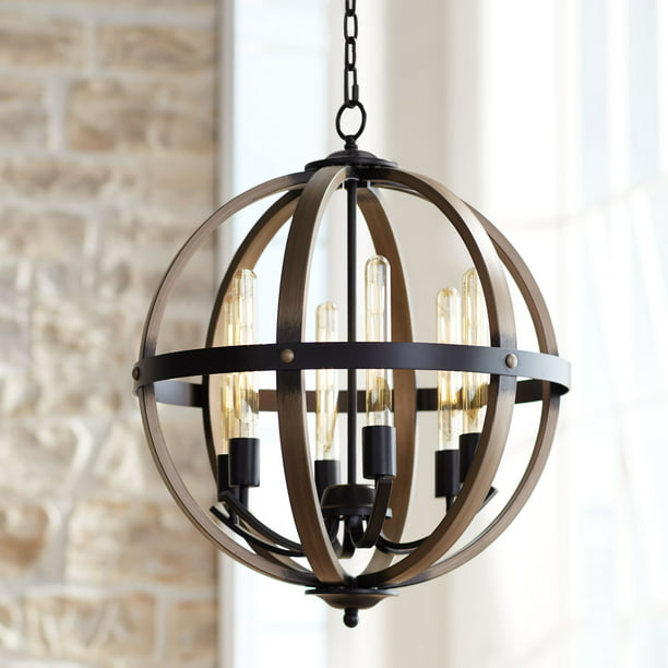 Rustic Farmhouse Led 6 Light Fixture, Large Rope Orb Chandeliers