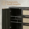 thumbnail image 3 of ARKANTOS Sideboards and Buffets, Boho Storage Cabinets with Rattan Doors and Drawers, Charcoal Oak, 3 of 7