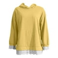 thumbnail image 5 of Lace Hoodies for Women 2025 Fall Winter Long Sleeve Cute Lace Trim Hooded Sweatshirt with Pockets Pullover Tops, 5 of 6