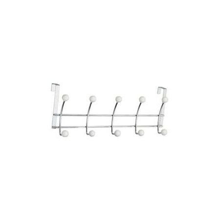 Elite Home Fashions OTD - 3801 Five Hook Over The Door - White Porcelain Ball -Chrome