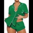 thumbnail image 1 of Conjuntos de Pijama para Mujer, Conjuntos Casuales, Pijamas con Botones, Pantalones Cortos y Mangas , Conjuntos de Pijama para Mujer Verde M, 1 of 7