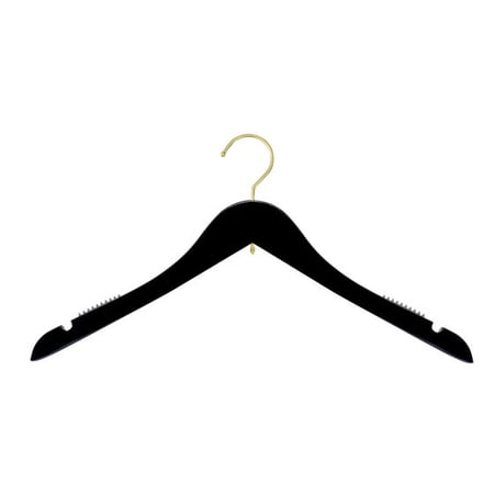 NAHANCO Wooden Bridal Reinforced Shirt Hanger, 17" - High Gloss Black /25 Count.