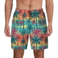 thumbnail image 2 of Picia Hawaii Palms pattern Mens Swim Trunks with Compression Liner Stretch Beach Shorts Quick Dry with Zipper Pockets No-Chafing Board Shorts-3X-Large, 2 of 9