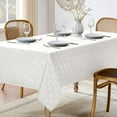 thumbnail image 1 of White Table Cloths Rectangular 60 x 144 Inch (12-14 Seats), Waterproof Decorative Washable Reuseable Tablecloth Covers for Dining Kitchen Buffet Table, Wedding Indoor Outdoor Party, 1 of 7