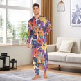 thumbnail image 6 of FORMRS Onesies Pajama for Adults Unisex Hoodie Winter Jumpsuit One Piece Sleepwear, Sizes S-2XL, Colorful Painted Flowers Pattern, 6 of 7