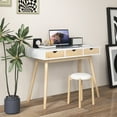 thumbnail image 3 of Patiojoy Computer Desk with Storage 40" Wood Modern Writing Desk with 3 Drawers Rubber Wood Legs Computer Desk Study Desk, 3 of 9